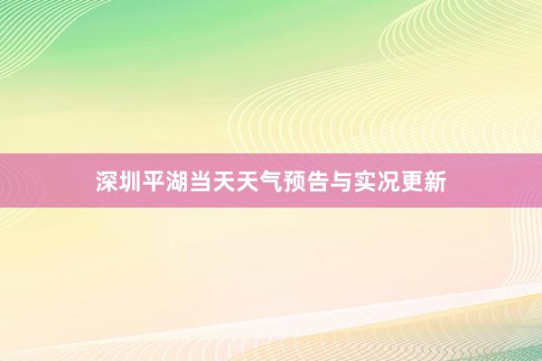 深圳平湖当天天气预告与实况更新